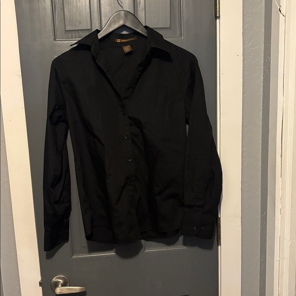 Harriton Black Button-Up Shirt